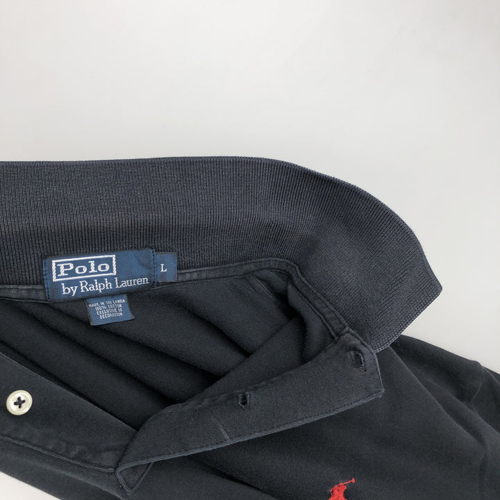 Ralph Lauren POLO by Ralph Lauren long sleeve polo shirt, men's size L cotton black type Vintage Second Hand