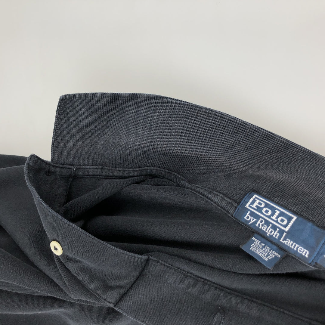 Ralph Lauren POLO by Ralph Lauren long sleeve polo shirt, men's size L cotton black type Vintage Second Hand