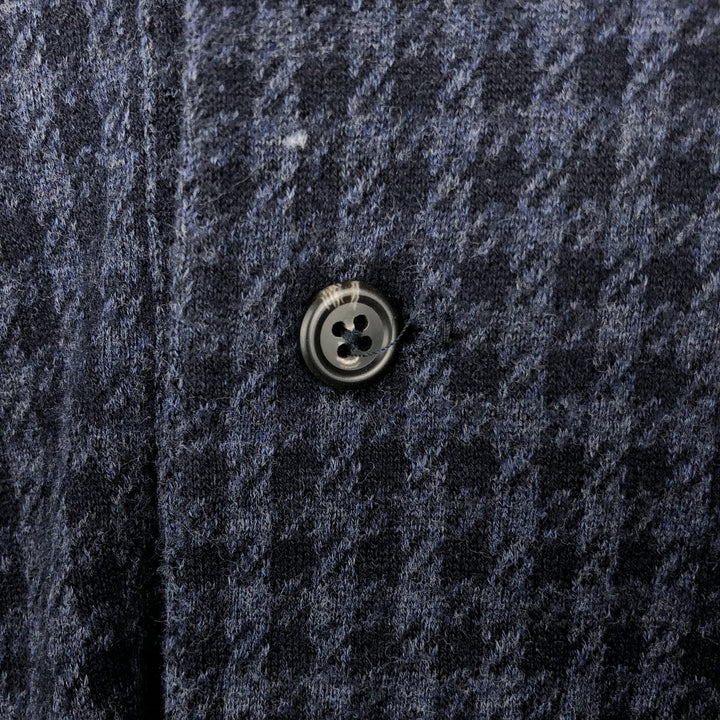 Ralph Lauren POLO by Ralph Lauren Houndstooth Pattern Long-Sleeve Check Polo Shirt, Men's Size XL (approx.) cotton navy blue type Vintage Second Hand