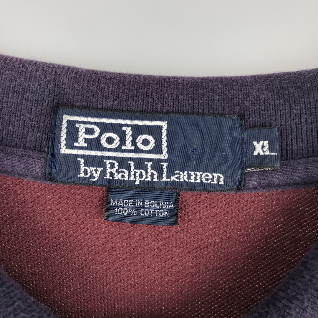 Ralph Lauren POLO by Ralph Lauren Long Sleeve Striped Polo Shirt Men's XL cotton navy blue type Vintage Second Hand
