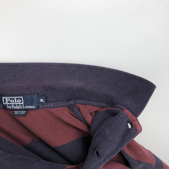 Ralph Lauren POLO by Ralph Lauren Long Sleeve Striped Polo Shirt Men's XL cotton navy blue type Vintage Second Hand