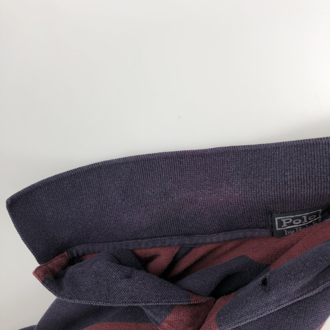 Ralph Lauren POLO by Ralph Lauren Long Sleeve Striped Polo Shirt Men's XL cotton navy blue type Vintage Second Hand