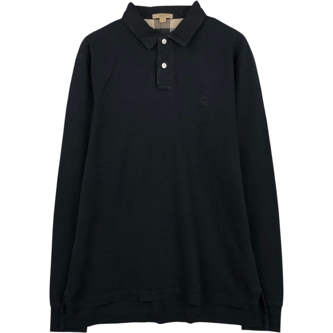 Burberry's BURBERRY BRIT Long-Sleeve Polo Shirt, Men's Size L (approx.) cotton black type Vintage Second Hand