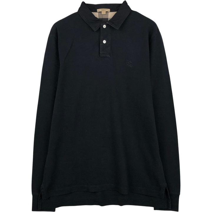 Burberry's BURBERRY BRIT Long-Sleeve Polo Shirt, Men's Size L (approx.) cotton black type Vintage Second Hand