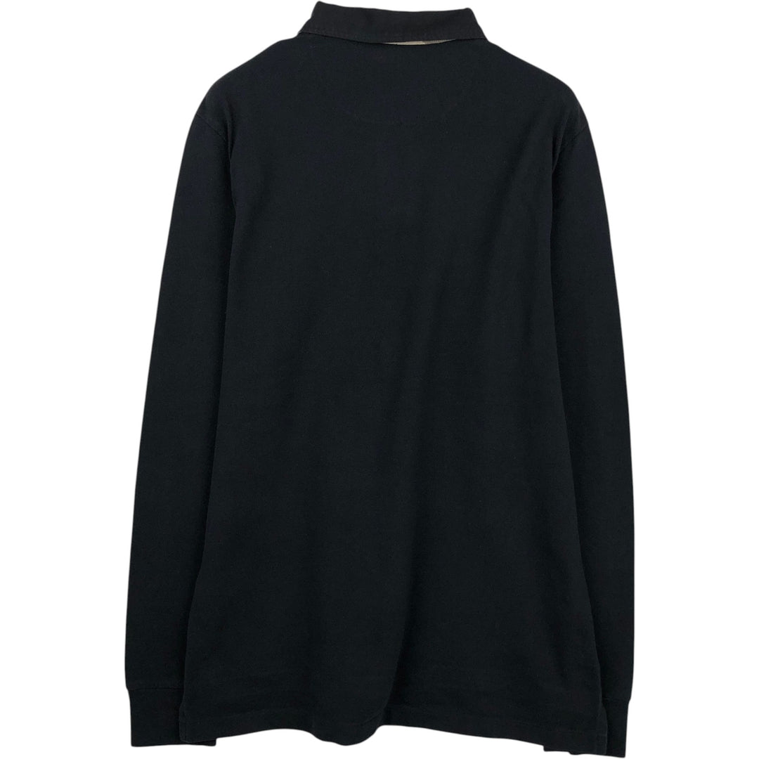 Burberry's BURBERRY BRIT Long-Sleeve Polo Shirt, Men's Size L (approx.) cotton black type Vintage Second Hand