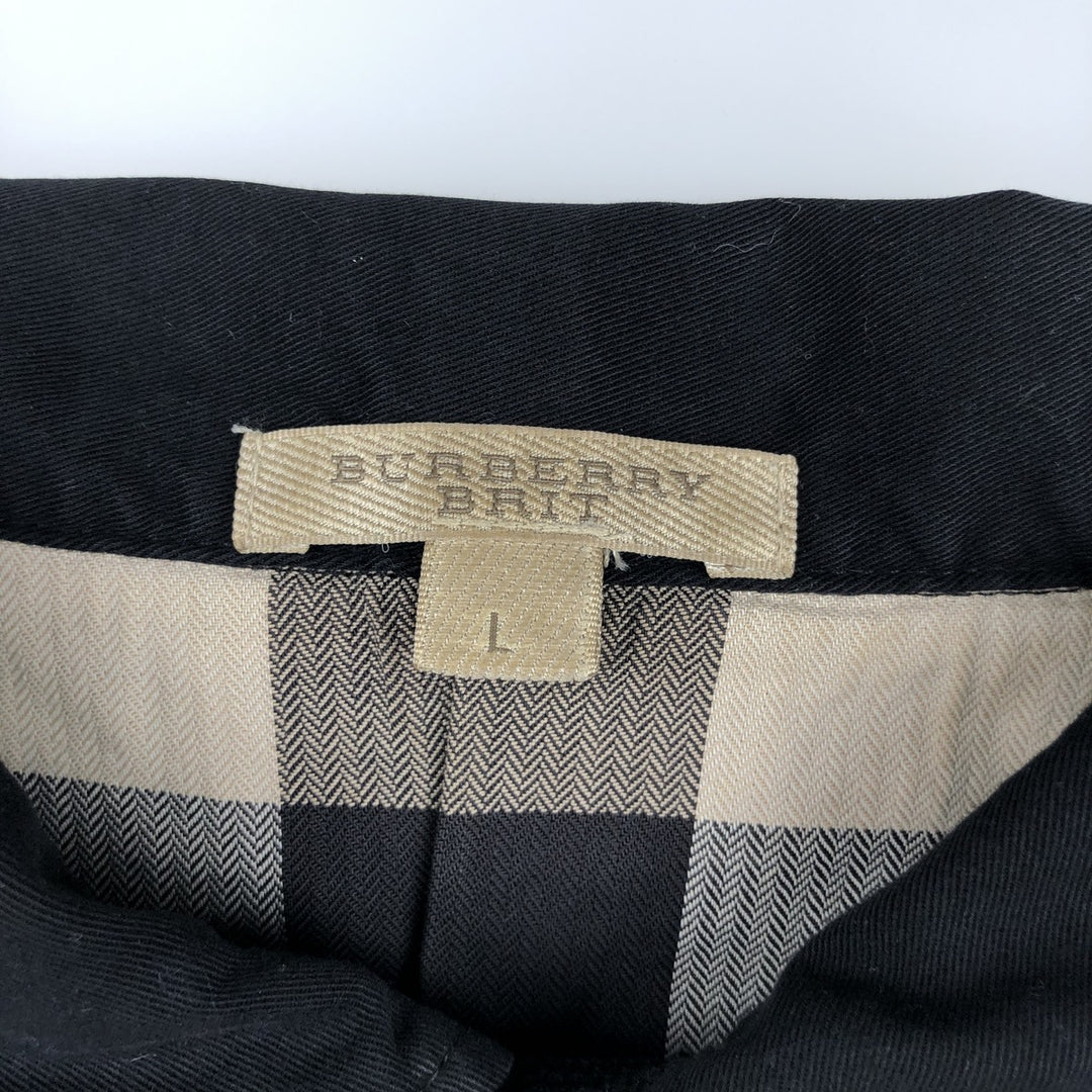 Burberry's BURBERRY BRIT Long-Sleeve Polo Shirt, Men's Size L (approx.) cotton black type Vintage Second Hand