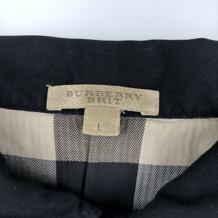 Burberry's BURBERRY BRIT Long-Sleeve Polo Shirt, Men's Size L (approx.) cotton black type Vintage Second Hand