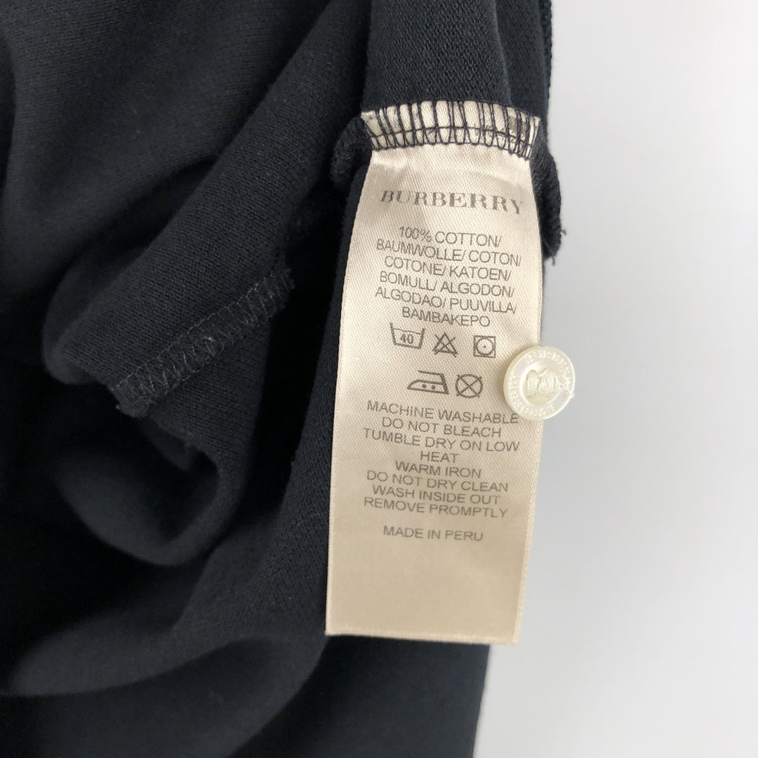 Burberry's BURBERRY BRIT Long-Sleeve Polo Shirt, Men's Size L (approx.) cotton black type Vintage Second Hand