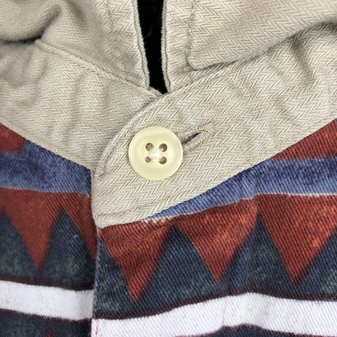 1980'S Ralph Lauren CHAPS Native Pattern Long-Sleeve Polo Shirt, Men's Size L (approx.), Vintage cotton red type Vintage Second Hand