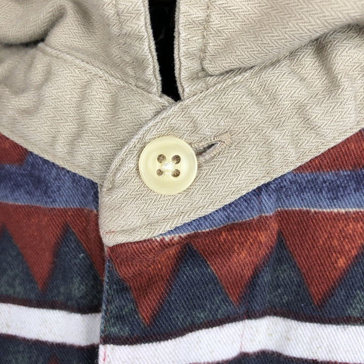 1980'S Ralph Lauren CHAPS Native Pattern Long-Sleeve Polo Shirt, Men's Size L (approx.), Vintage cotton red type Vintage Second Hand