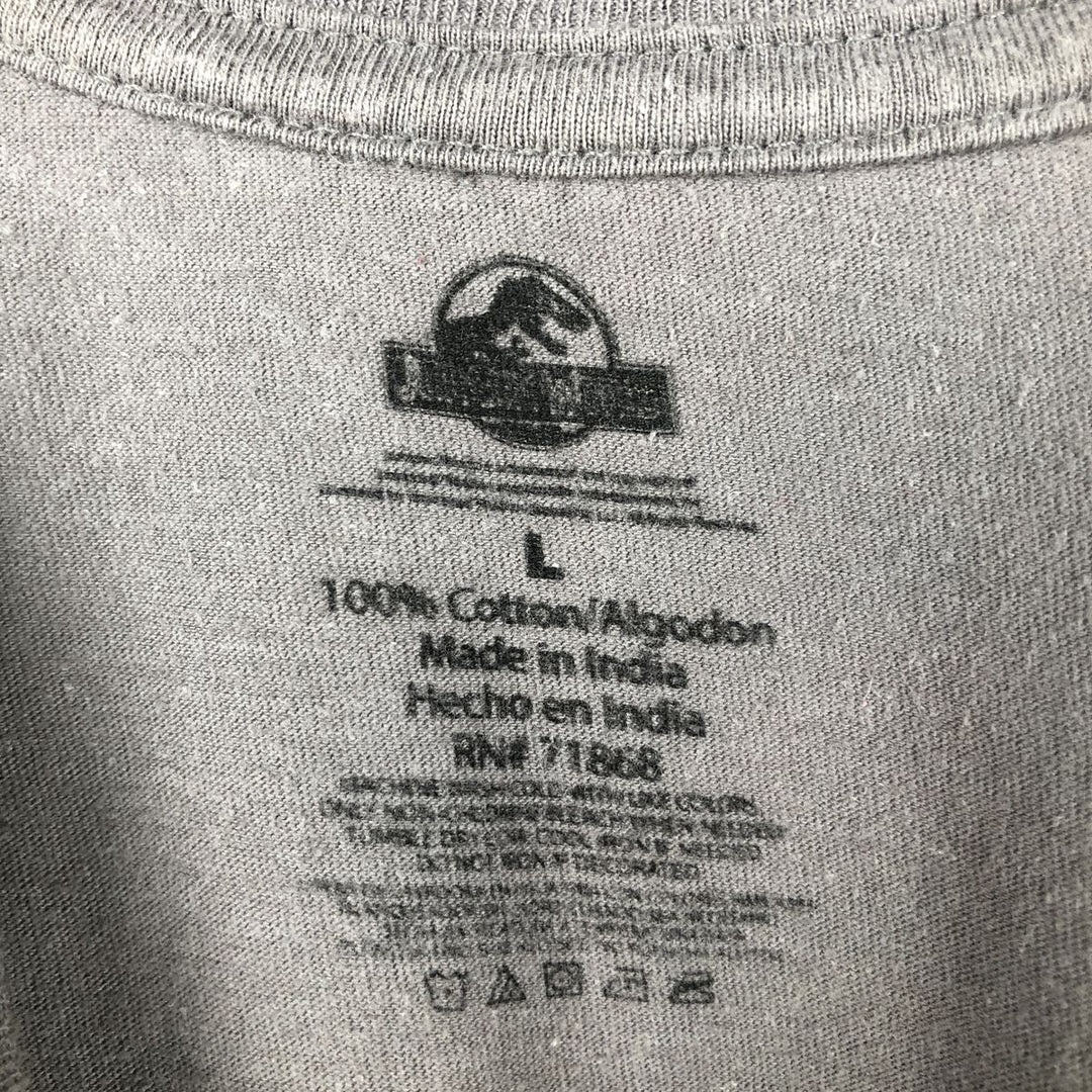 JURASSIC WORLD Movie T-Shirt (Men's Size L) cotton Charcoal Vintage Second Hand