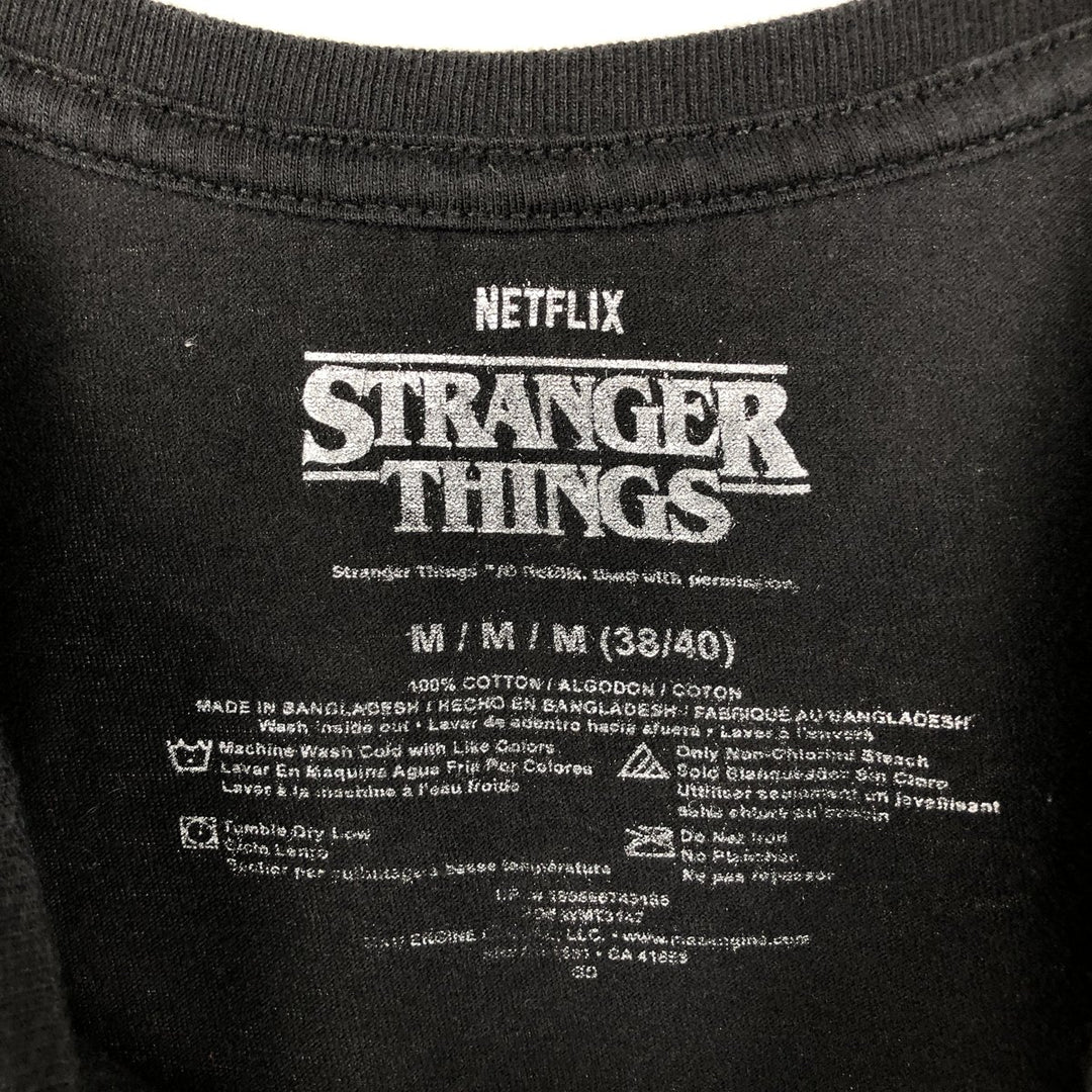 STRANGER THINGS Stranger Things Movie T-shirt Men's M size cotton black type Vintage Second Hand