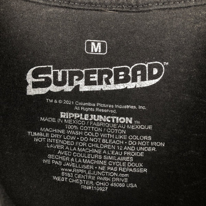 SUPER BAD Superbad Virgin Wars Movie T-shirt Men's M size cotton black type Vintage Second Hand