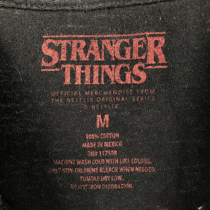 STRANGER THINGS Stranger Things Movie T-shirt Men's M size cotton black type Vintage Second Hand