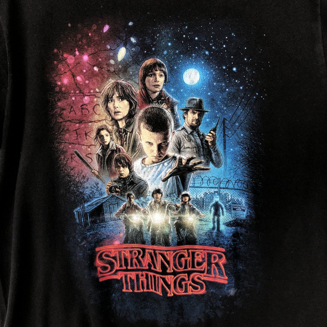 STRANGER THINGS Stranger Things Movie T-shirt Men's M size cotton black type Vintage Second Hand