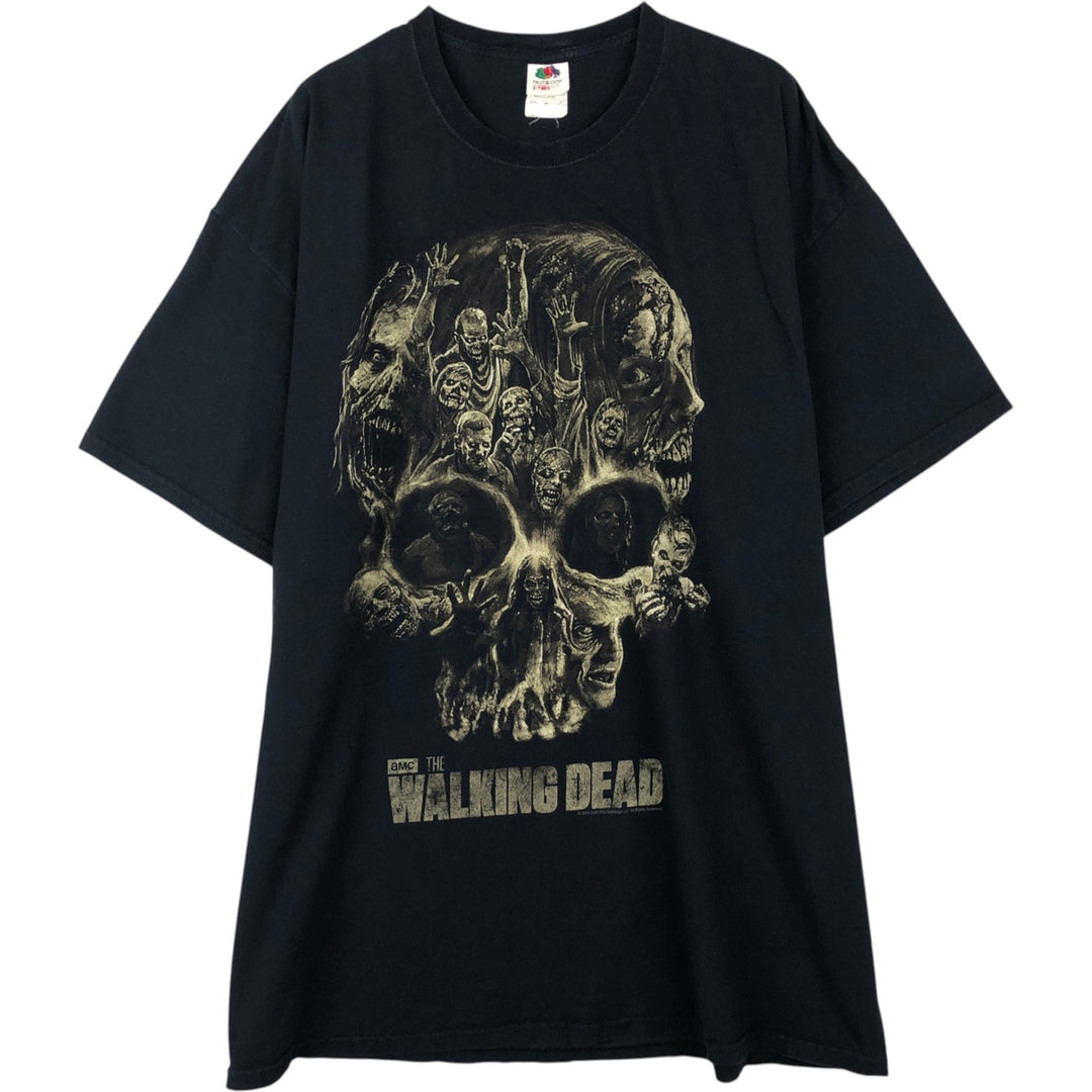 Fruit of the Loom Heavy Cotton Walking Dead Skull Pattern Movie T-Shirt Men's XXL Equivalent cotton black type Vintage Second Hand