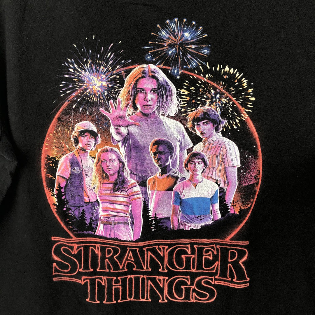 STRANGER THINGS Stranger Things Movie T-shirt Men's L size cotton black type Vintage Second Hand