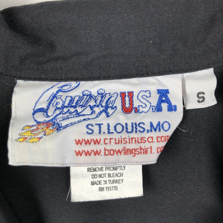 90s-00'S Cruisin USA Open Collar Bowling Shirt, Boxy Shirt, Men's Size S (Equivalent), Vintage cotton black type Vintage Second Hand