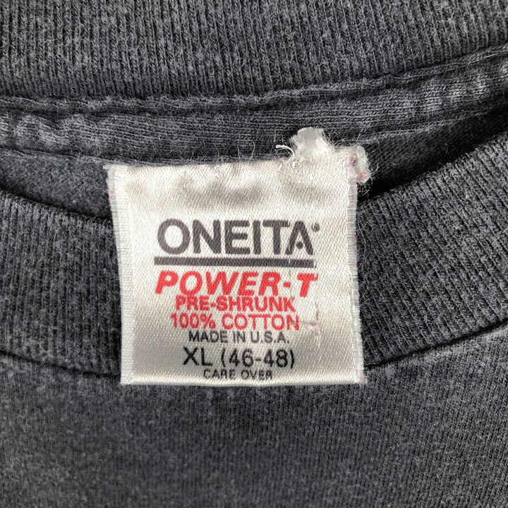 90'S ONEITA POWER-T Shark Pattern Animal T-shirt Made in USA Men's XL Vintage cotton black type Vintage Second Hand