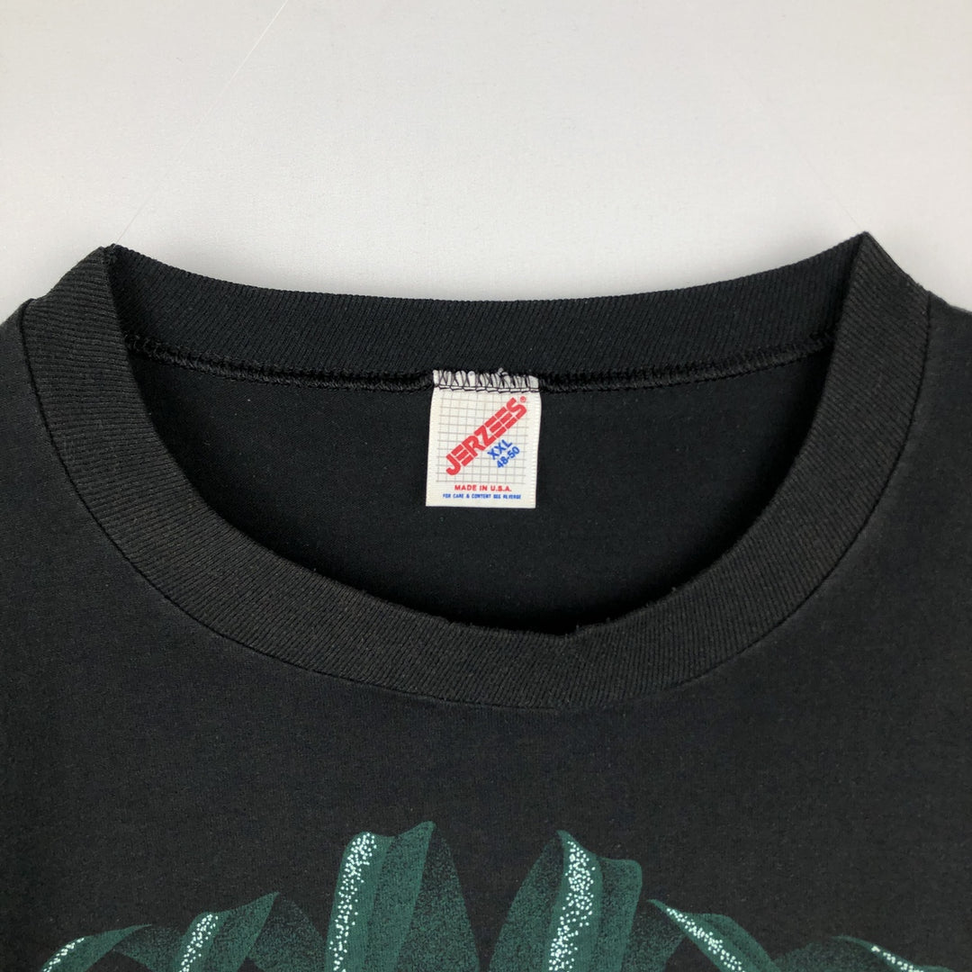 80'S Jerzees Black Panther Pattern Animal T-Shirt, Made in USA, Men's XXL equivalent, Vintage cotton black type Vintage Second Hand