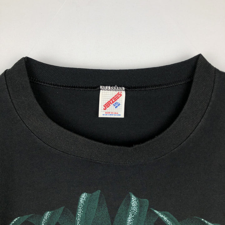 80'S Jerzees Black Panther Pattern Animal T-Shirt, Made in USA, Men's XXL equivalent, Vintage cotton black type Vintage Second Hand