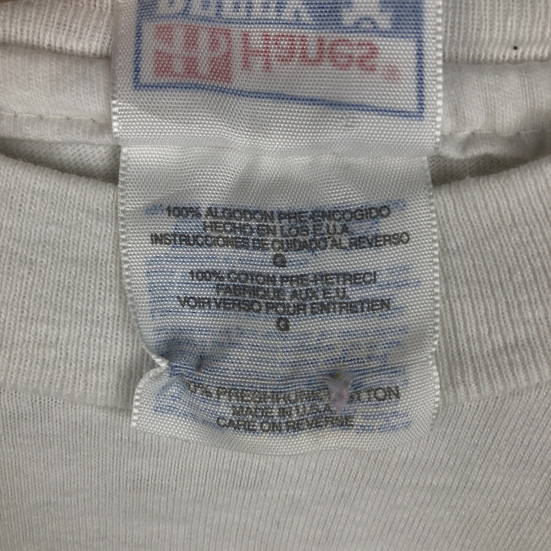 90'S Hanes BEEFY-T Parrot Pattern Animal T-Shirt, Made in USA, Men's Size L (approx.), Vintage cotton white type Vintage Second Hand