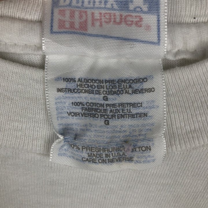 90'S Hanes BEEFY-T Parrot Pattern Animal T-Shirt, Made in USA, Men's Size L (approx.), Vintage cotton white type Vintage Second Hand