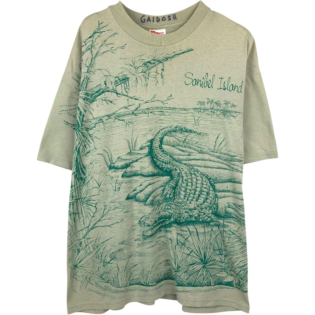 00'S Hanes HEAVYWEIGHT 50 cotton Khaki type sage green Vintage Second Hand