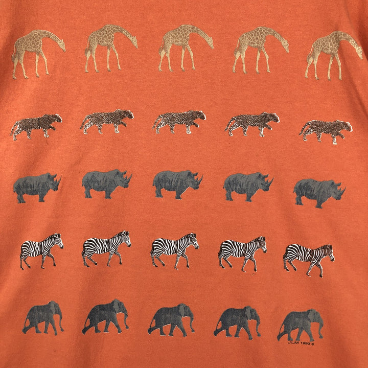 90'S JLM Animal T-shirt, Men's Size L (approx.), Vintage unclear orange type Vintage Second Hand