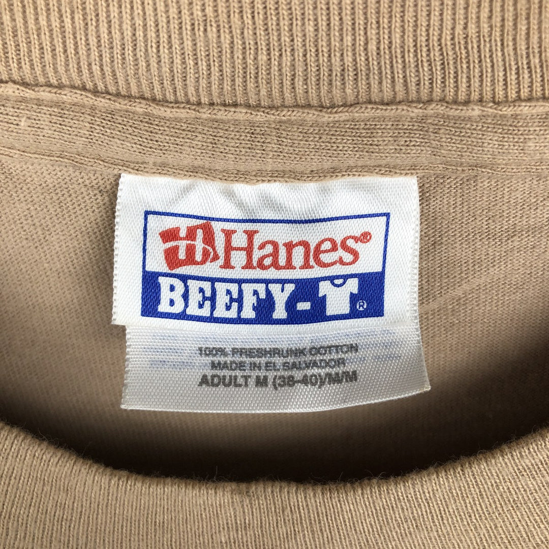 2000'S Hanes Cat Pattern Animal T-Shirt, Men's Size M (approx.) cotton beige type brown Vintage Second Hand