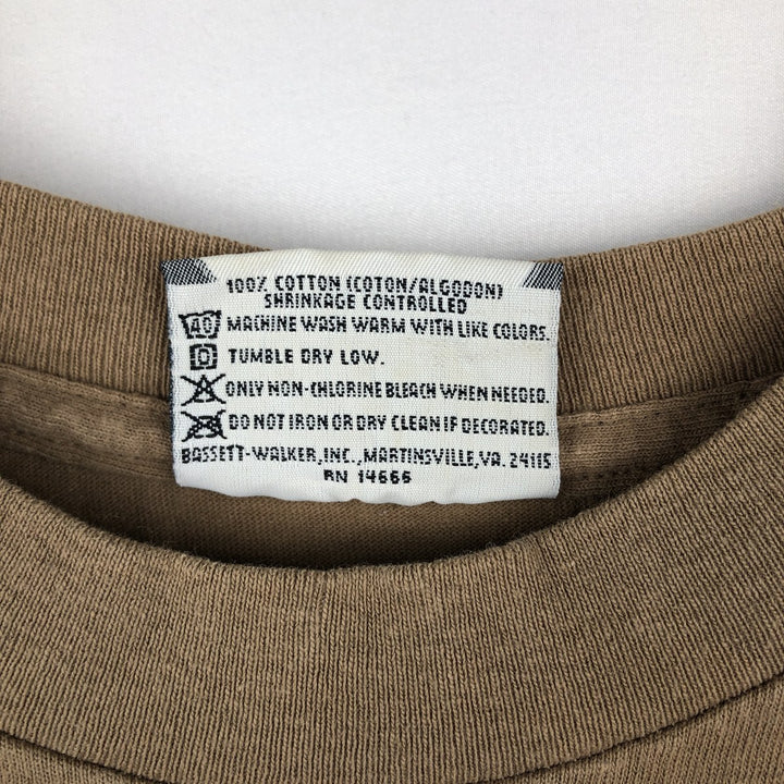 90'S Lee Raccoon Pattern Animal T-Shirt, Made in USA, Men's Size L (Equivalent), Vintage cotton beige type brown Vintage Second Hand