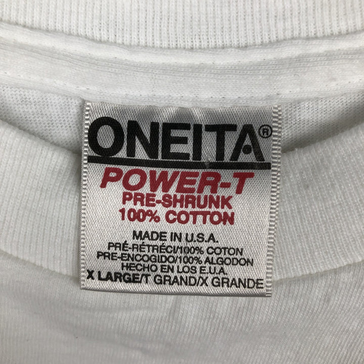 90'S ONEITA POWER-T Cat Pattern Animal T-Shirt, Made in USA, Men's XL equivalent, Vintage cotton white type Vintage Second Hand