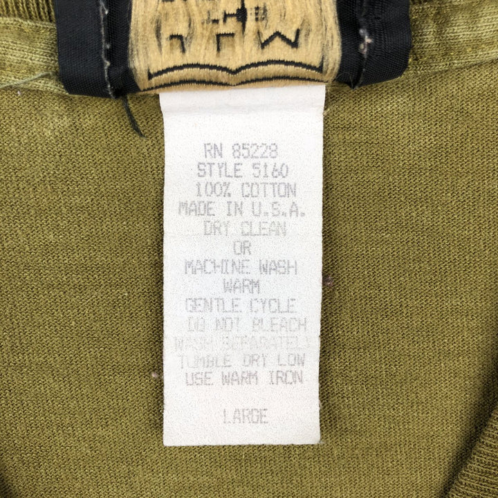 90'S JLM Animal T-shirt, Made in USA, Men's Size L (approx.), Vintage cotton Khaki type Vintage Second Hand