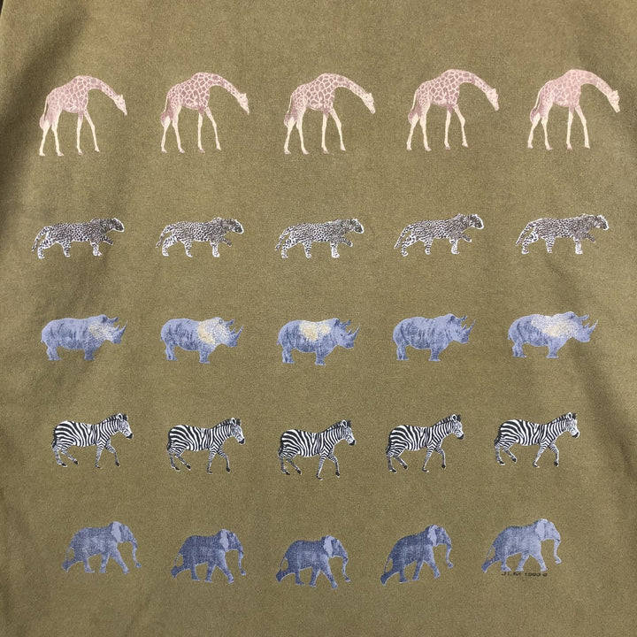 90'S JLM Animal T-shirt, Made in USA, Men's Size L (approx.), Vintage cotton Khaki type Vintage Second Hand