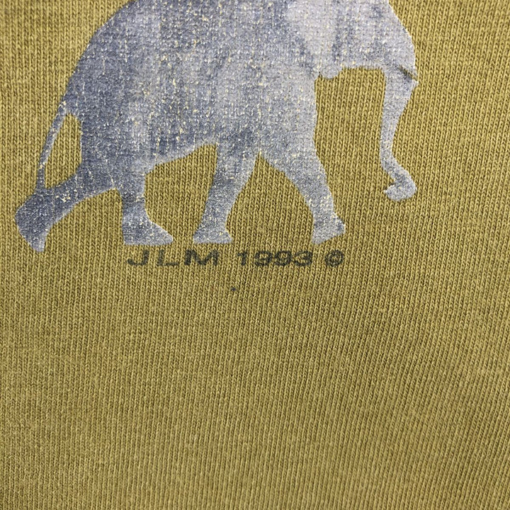 90'S JLM Animal T-shirt, Made in USA, Men's Size L (approx.), Vintage cotton Khaki type Vintage Second Hand