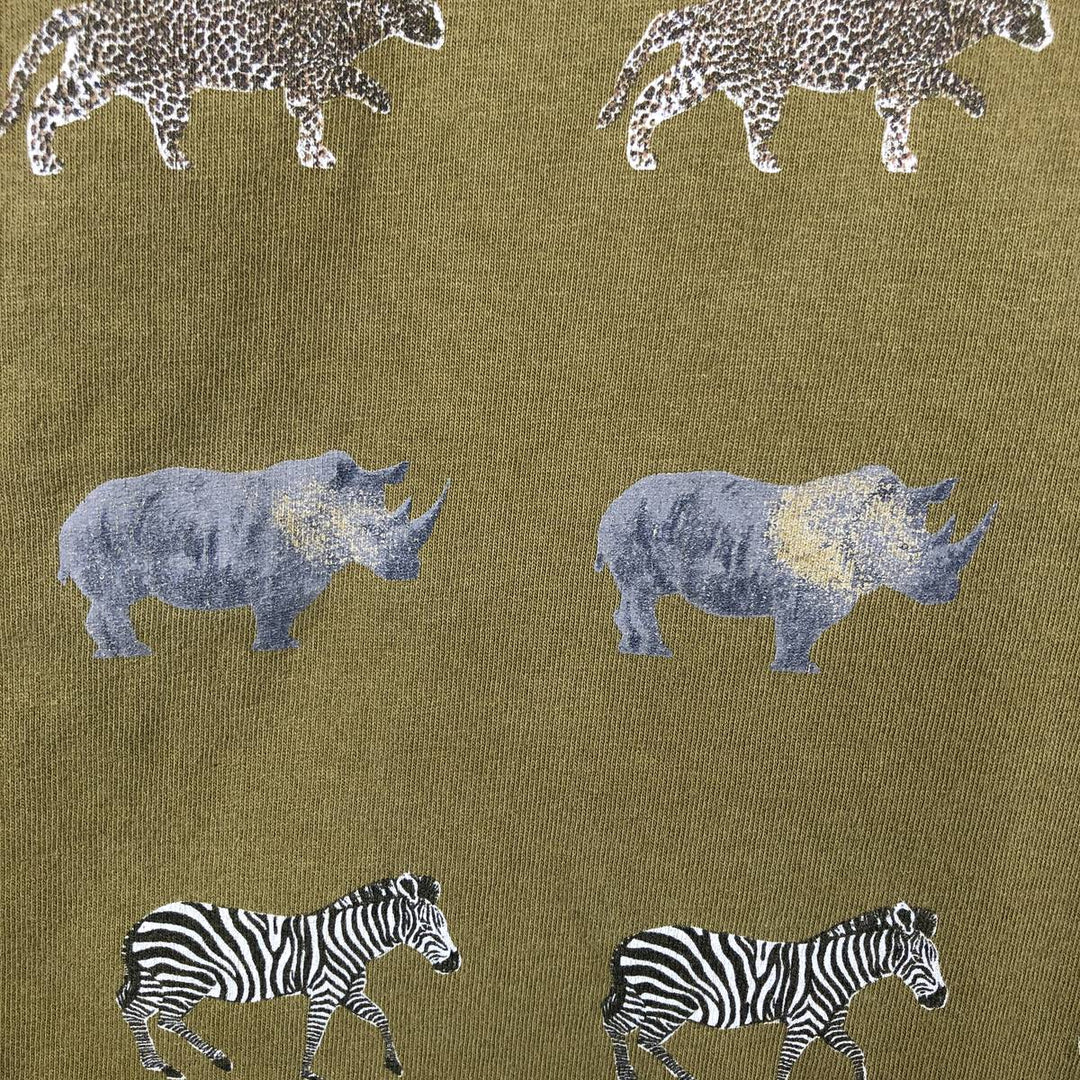 90'S JLM Animal T-shirt, Made in USA, Men's Size L (approx.), Vintage cotton Khaki type Vintage Second Hand