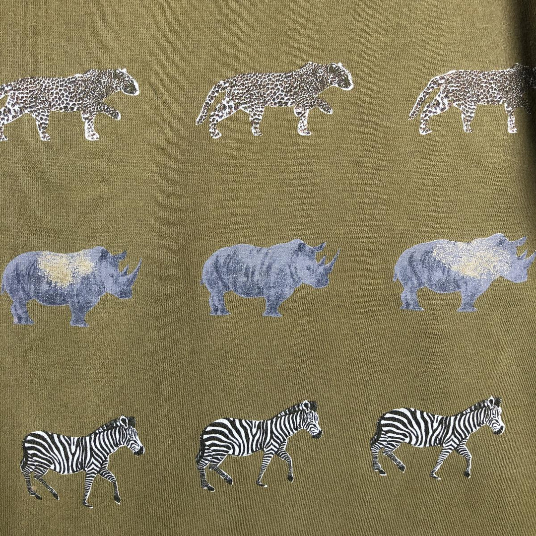 90'S JLM Animal T-shirt, Made in USA, Men's Size L (approx.), Vintage cotton Khaki type Vintage Second Hand