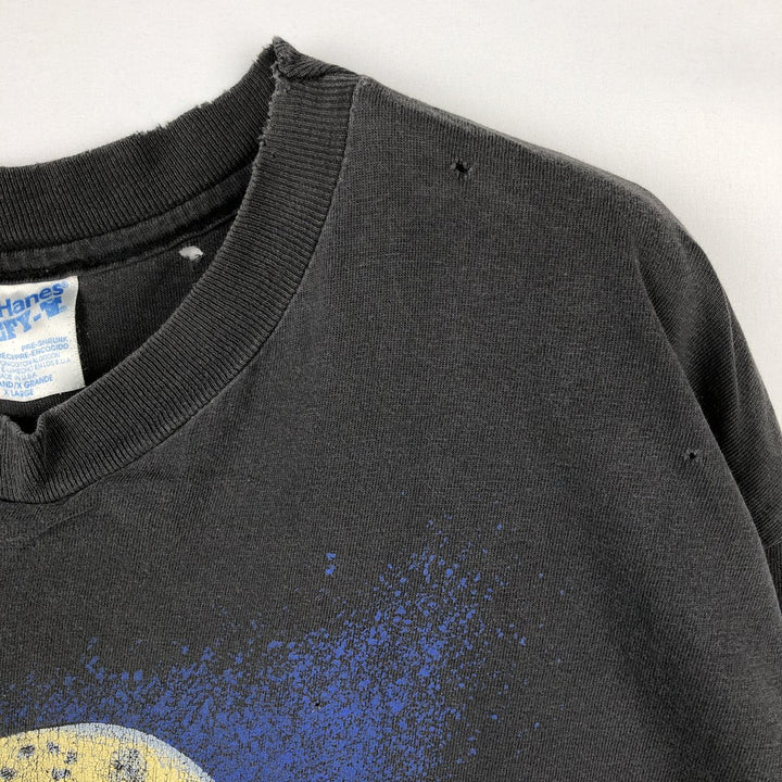 90'S Hanes BEEFY-T Wolf Pattern Animal T-Shirt, Made in USA, Men's XL equivalent. cotton black type Vintage Second Hand