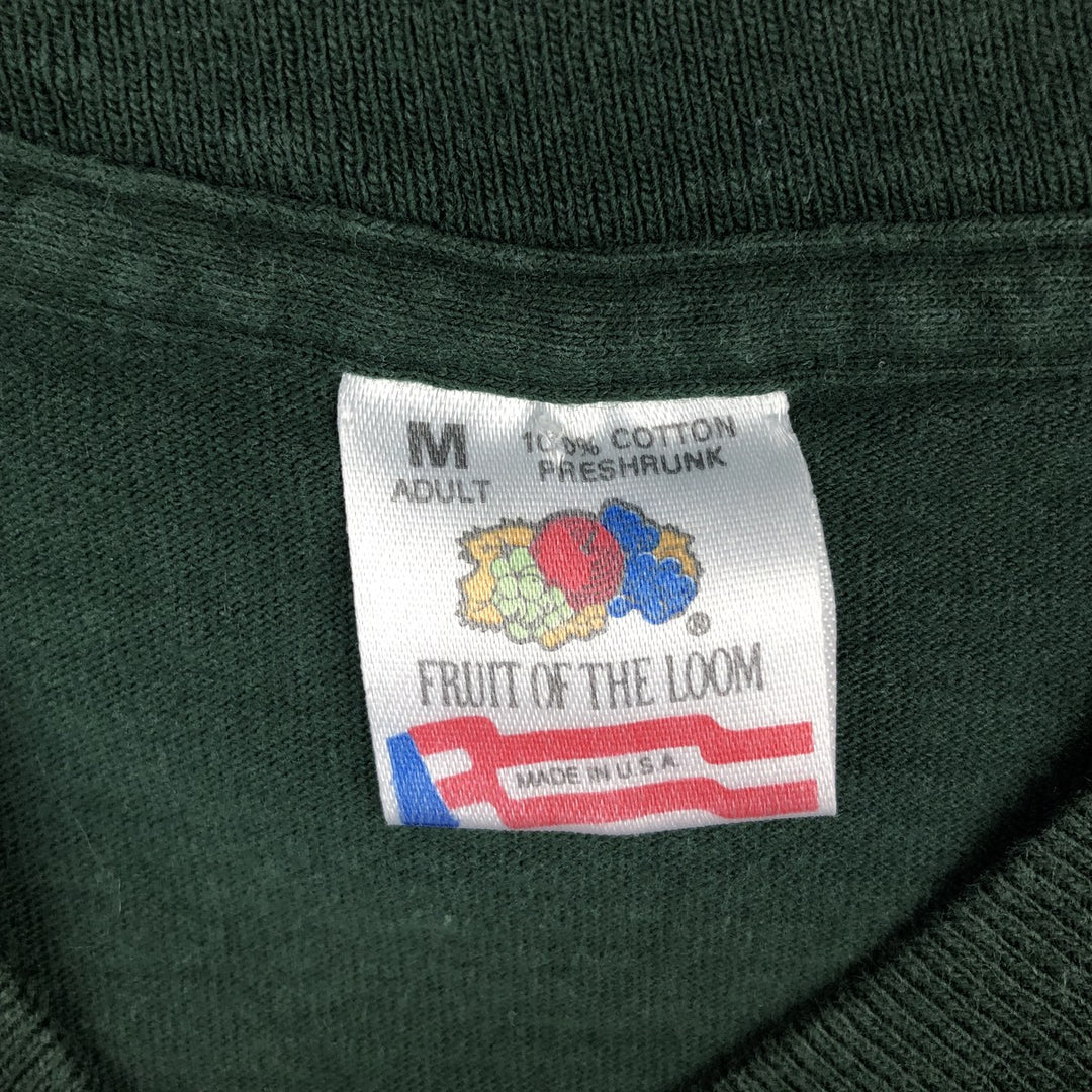 90'S Fruit of the Loom Tiger Pattern Animal T-Shirt, Made in USA, Men's Size M (approx.), Vintage cotton Green type dark green Vintage Second Hand