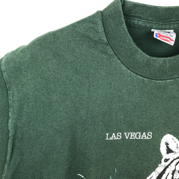 90'S Fruit of the Loom Tiger Pattern Animal T-Shirt, Made in USA, Men's Size M (approx.), Vintage cotton Green type dark green Vintage Second Hand