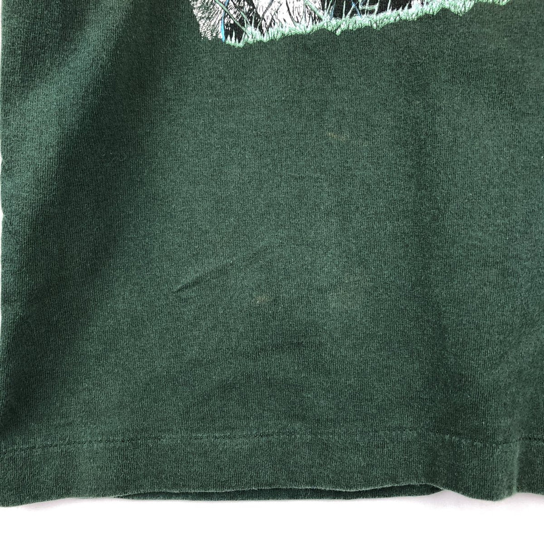90'S Fruit of the Loom Tiger Pattern Animal T-Shirt, Made in USA, Men's Size M (approx.), Vintage cotton Green type dark green Vintage Second Hand