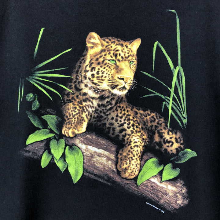 90'S Delta Leopard Pattern Animal T-Shirt, Men's Size L (approx.), Vintage cotton black type Vintage Second Hand