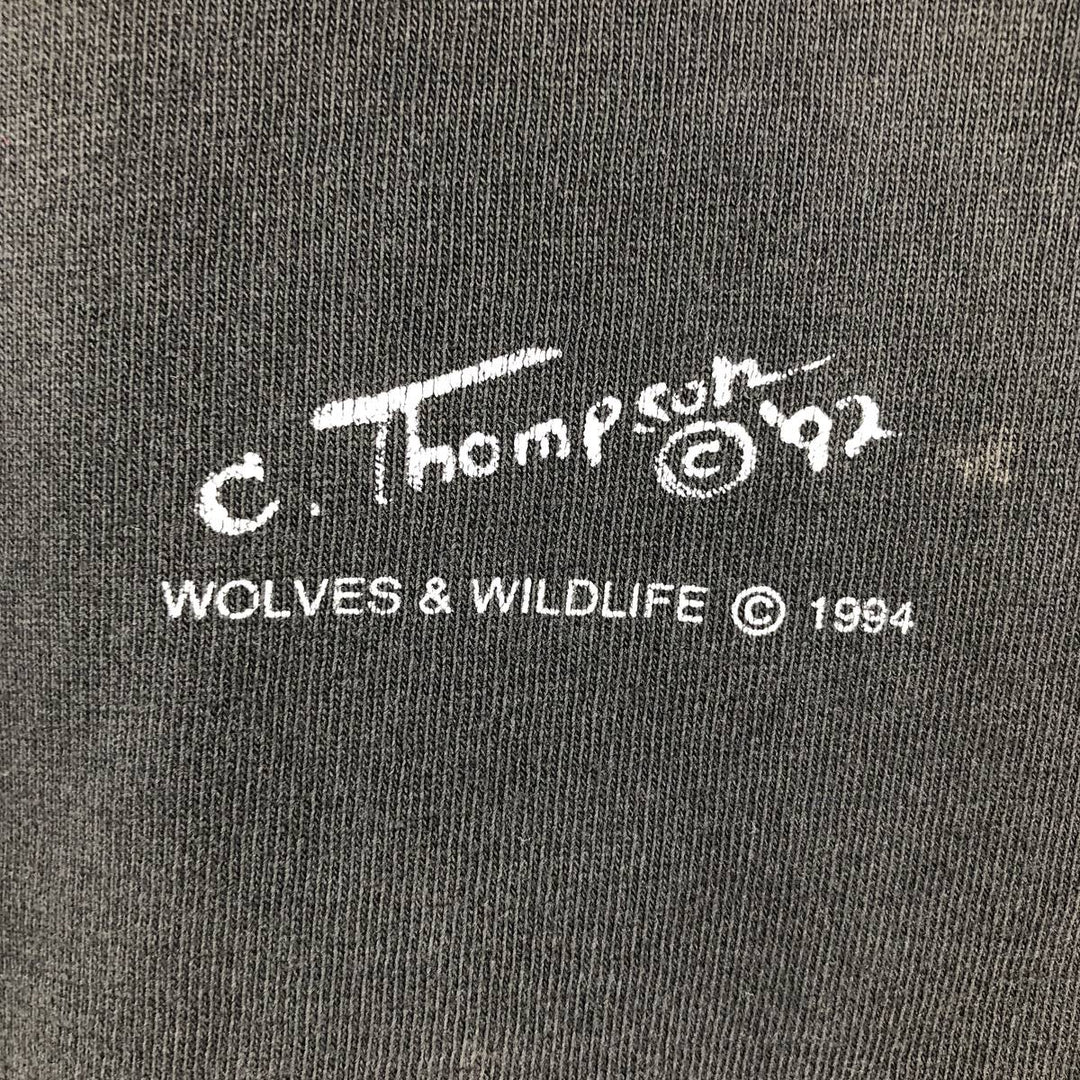 90'S ONEITA POWER-T Wolf Pattern Animal T-Shirt Men's Size L (Equivalent) Vintage cotton black type Vintage Second Hand