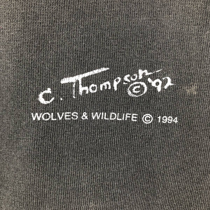 90'S ONEITA POWER-T Wolf Pattern Animal T-Shirt Men's Size L (Equivalent) Vintage cotton black type Vintage Second Hand