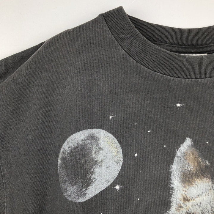90'S ONEITA POWER-T Wolf Pattern Animal T-Shirt Men's Size L (Equivalent) Vintage cotton black type Vintage Second Hand