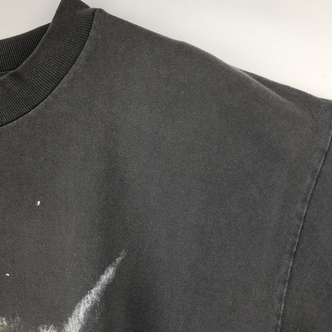 90'S ONEITA POWER-T Wolf Pattern Animal T-Shirt Men's Size L (Equivalent) Vintage cotton black type Vintage Second Hand