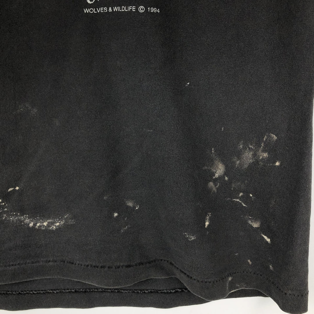 90'S ONEITA POWER-T Wolf Pattern Animal T-Shirt Men's Size L (Equivalent) Vintage cotton black type Vintage Second Hand