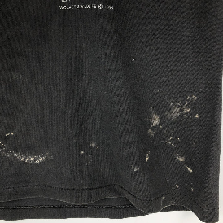 90'S ONEITA POWER-T Wolf Pattern Animal T-Shirt Men's Size L (Equivalent) Vintage cotton black type Vintage Second Hand