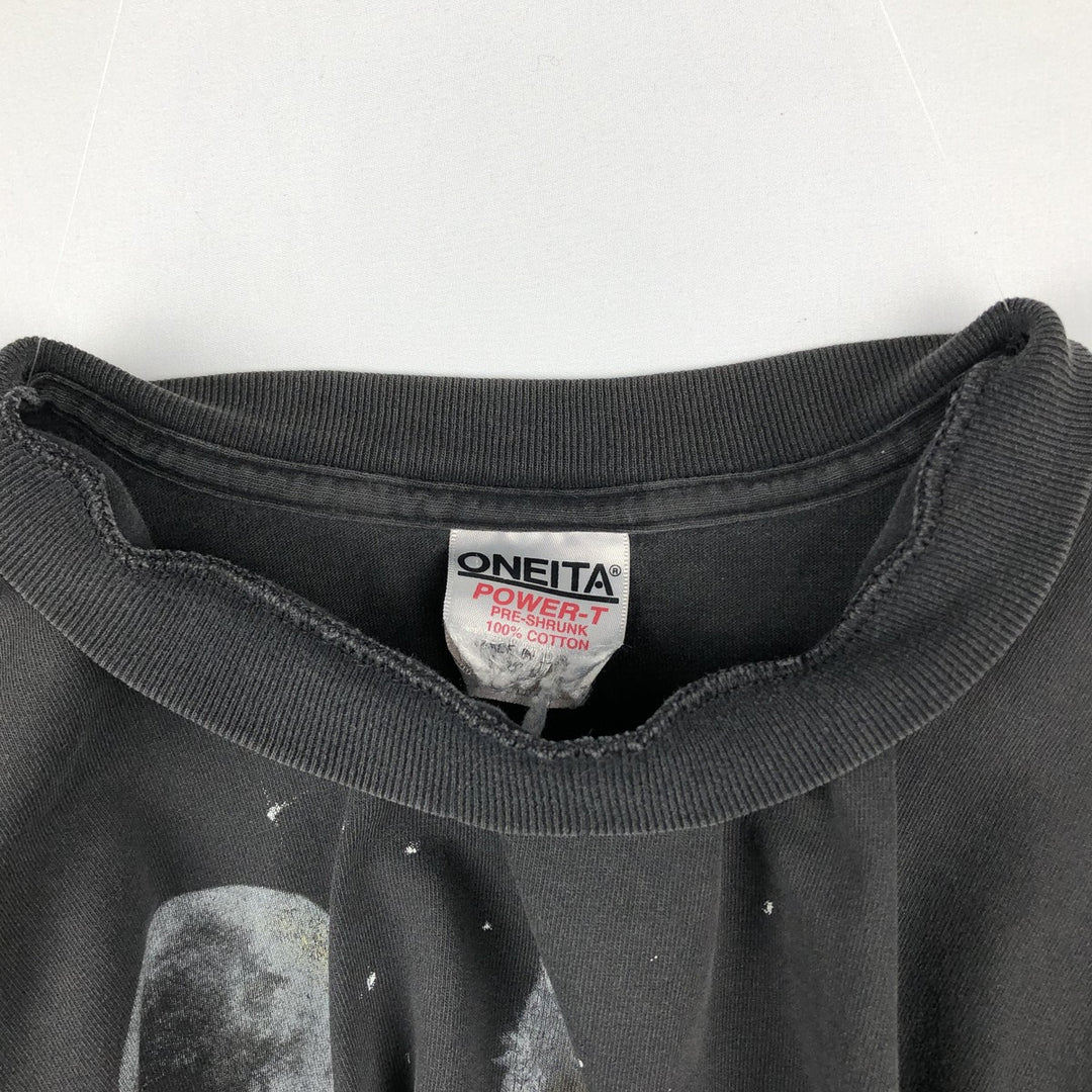90'S ONEITA POWER-T Wolf Pattern Animal T-Shirt Men's Size L (Equivalent) Vintage cotton black type Vintage Second Hand