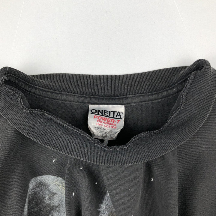 90'S ONEITA POWER-T Wolf Pattern Animal T-Shirt Men's Size L (Equivalent) Vintage cotton black type Vintage Second Hand